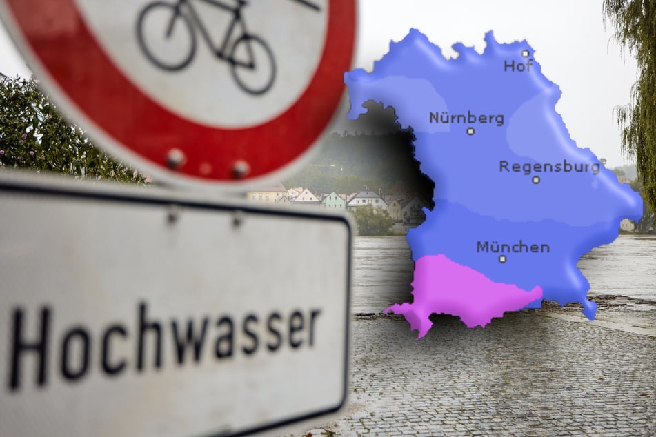 Warnung vor Unwetter und Hochwasser in Bayern