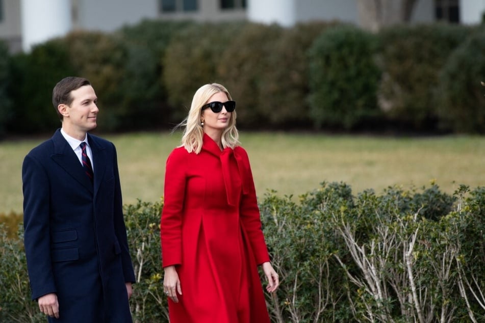 White House senior adviser Jared Kushner and White House adviser and first daughter Ivanka Trump walk outside the White House in January 2020.