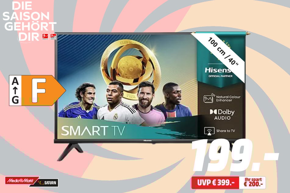 40-Zoll Hisense-Fernseher für 199 statt 399 Euro.