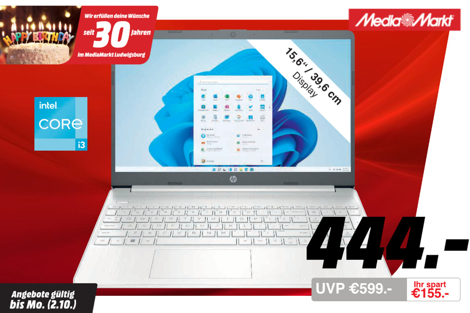 HP-Notebook für 444 statt 599 Euro.