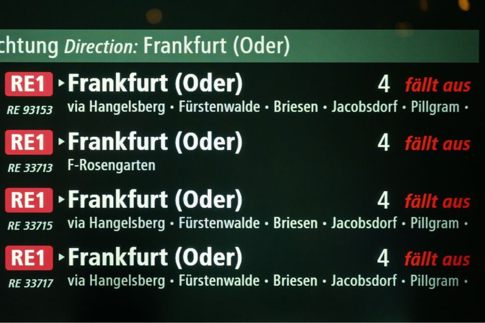 Auf den Anzeigetafeln am Bahnhof Fangschleuse wurden am Morgen bereits die Zugausfälle angezeigt.