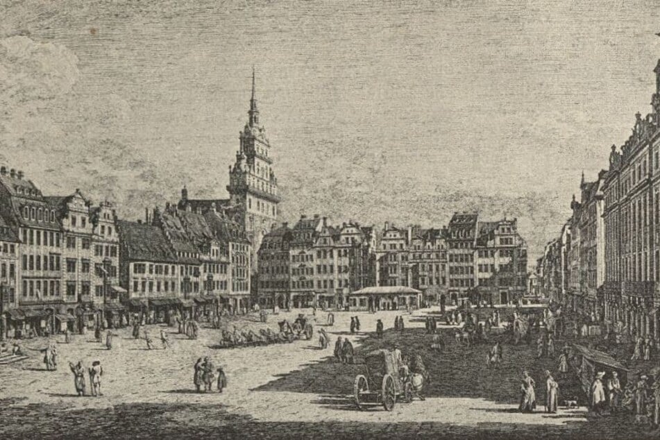 Auf diesem Bild ist die Kreuzkirche im Renaissancestil zu sehen - bevor sie im Siebenjährigen Krieg zum Trümmerhaufen wurde.