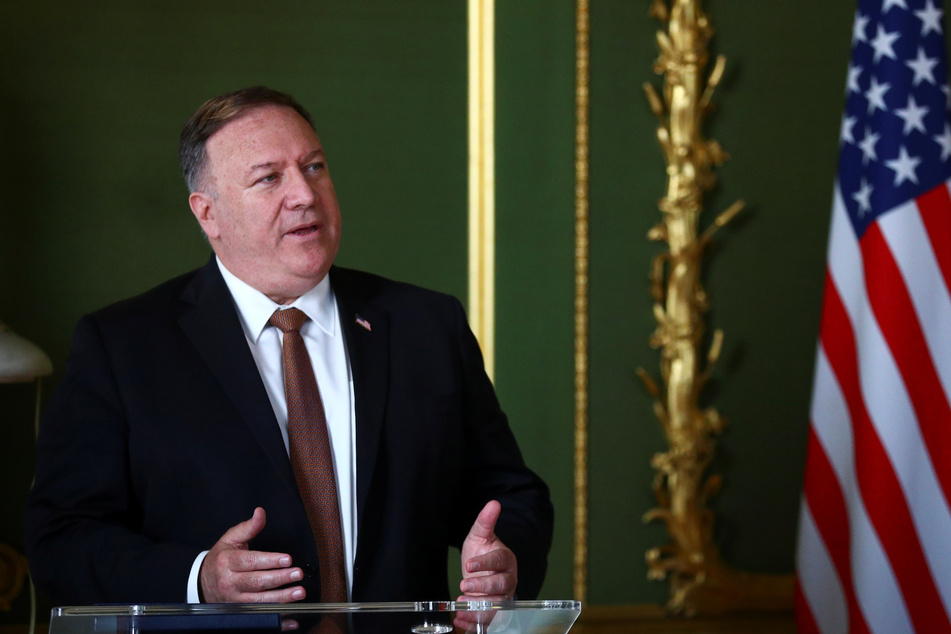 US-Außenminister Mike Pompeo bei einer Pressekonferenz in Großbritannien.