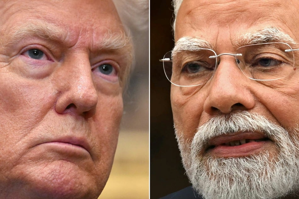 India's Prime Minister Narendra Modi (r.) has vowed self-reliance amid Donald Trump's global trade war.