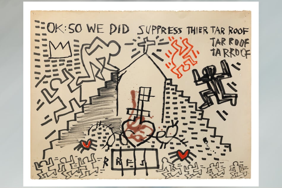 Versteigerungsobjekt: Das Gemeinschaftswerk der beiden Künstler Keith Haring und Jean-Michel Basquiat mit dem Titel "Untitled".