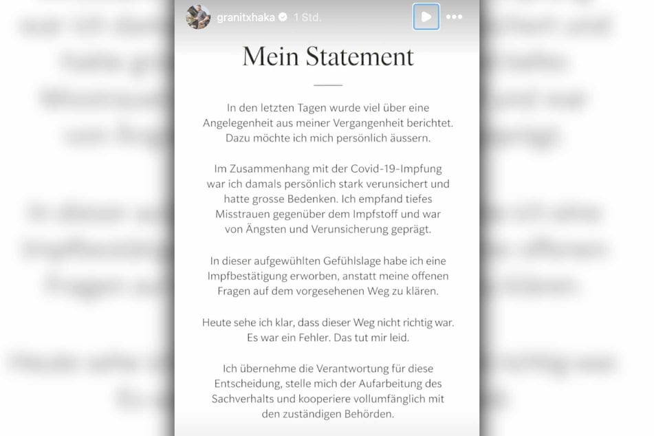 Auf Instagram äußerte sich Granit Xhaka in seiner Story.