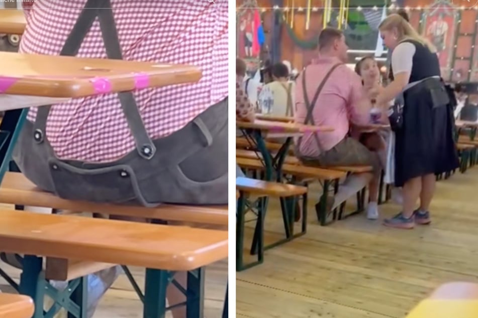 Fashion-Statement oder Wiesn-Fauxpas? Dieser Wiesn-Gast trug seine Lederhose falsch herum.