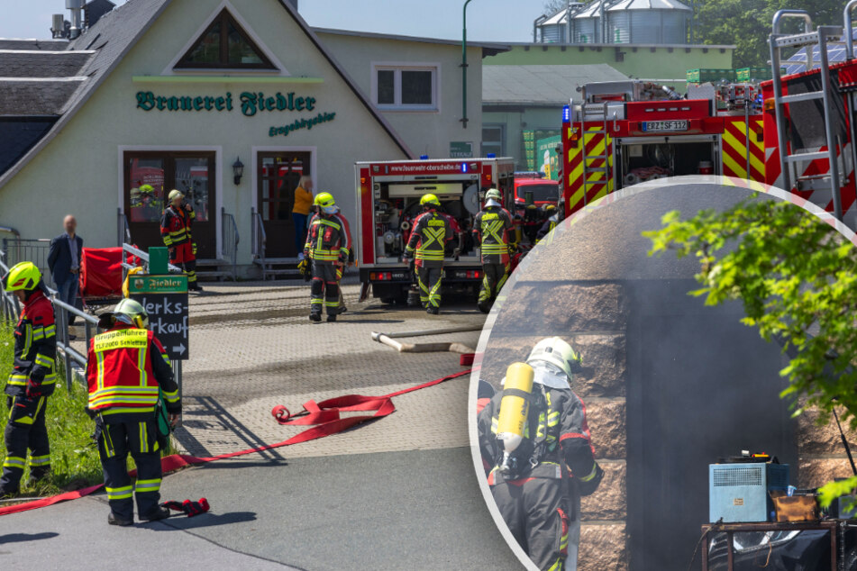 Brand auf Brauerei-Gelände im Erzgebirge: Mann muss mit Hubschrauber ins Krankenhaus