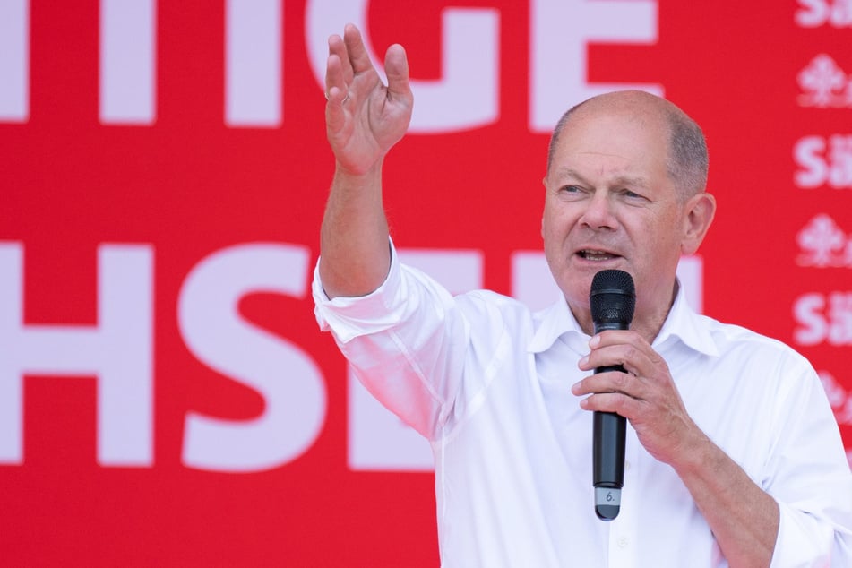 Olaf Scholz (66, CDU) besuchte am Freitag Dresden.