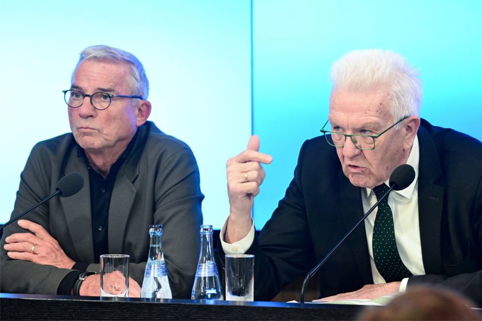 Thomas Strobl (65, CDU) und Winfried Kretschmann (77, Grüne) standen auf einer gemeinsamen Regierungs-Pressekonferenz für Fragen zur Verfügung.