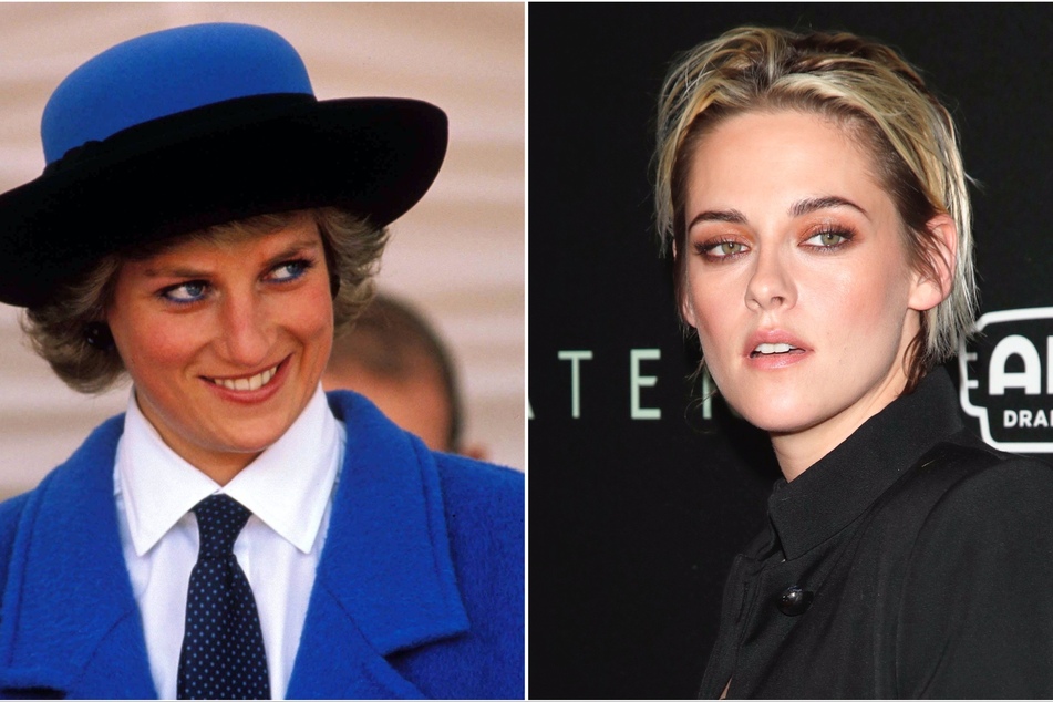 Kristen Stewart (r) will portray the late Princess Diana (l) in the biopic Spencer, which hits theaters in November.