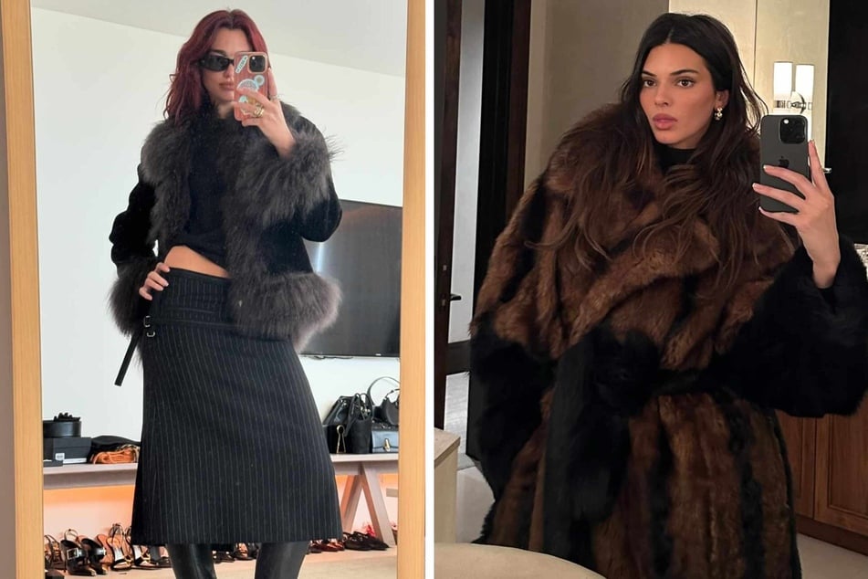 Mob Wife aesthetic is a style that has been sported by celebrities like Dua Lipa (l.) and Kendall Jenner.