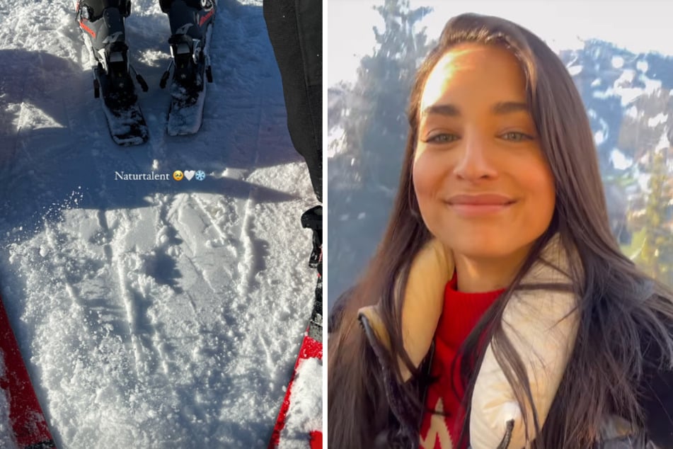 Auch eines ihrer Kinder stand auf Skiern und machte Mama Amira mächtig stolz.