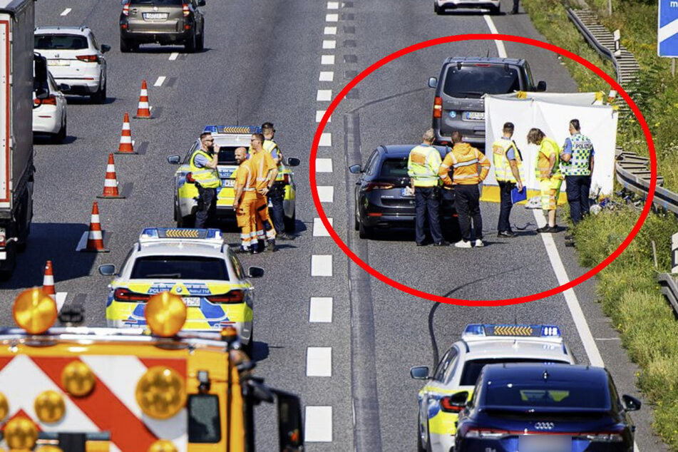 Der Motorradfahrer hatte wohl zu spät den Stau an der Abfahrt bemerkt und war in die Leitplanke gefahren.