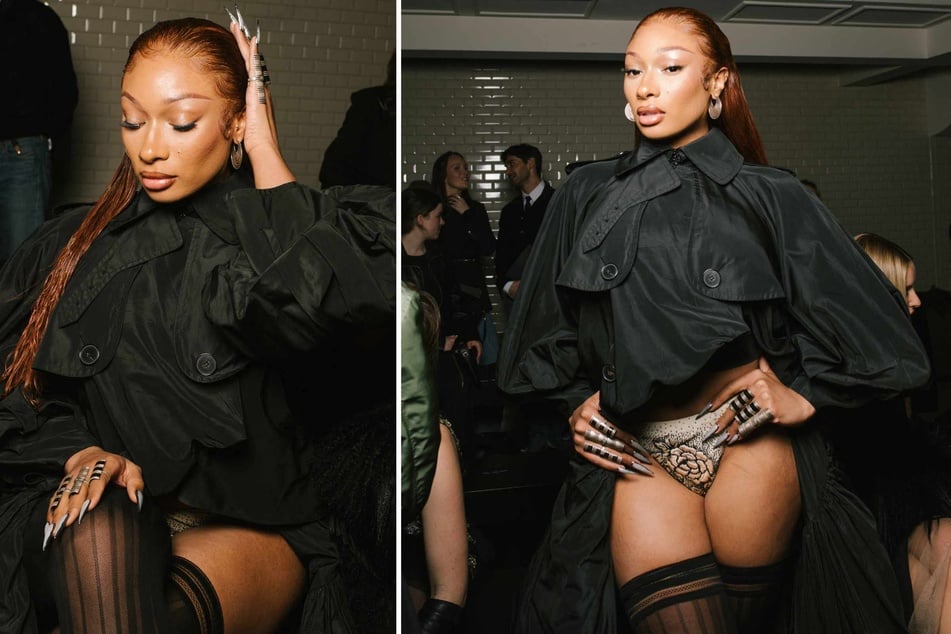 Rapper Megan Thee Stallion once again showed Paris Fashion Week 2025 her fashion prowess in a chic no-pants look!