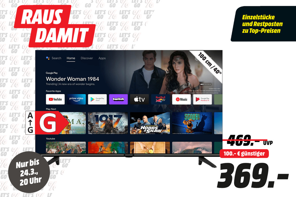 40-Zoll Grundig-Fernseher für 369 statt 469 Euro.