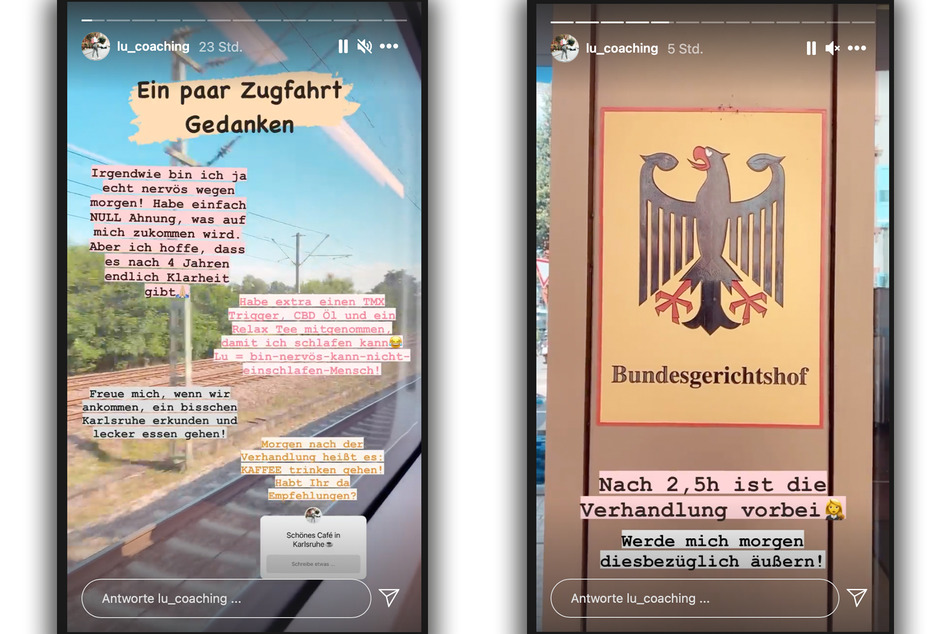 Die Influencerin hielt ihre Instagram-Abonnenten über den heutigen Prozesstag auf dem Laufenden.