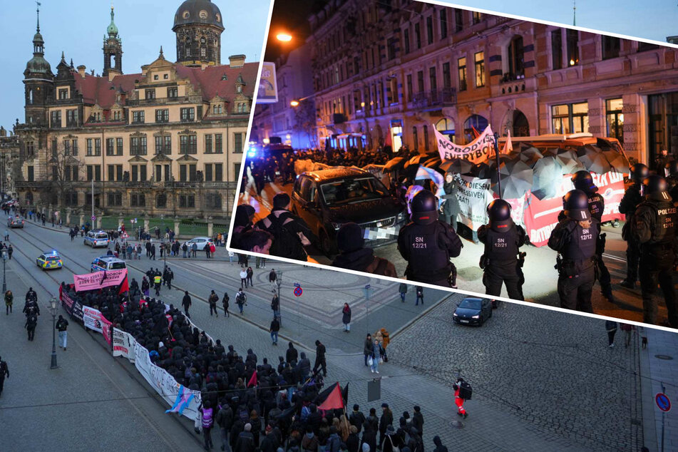 Vermummt und mit Pyrotechnik: Linke Demo zieht durch Dresden