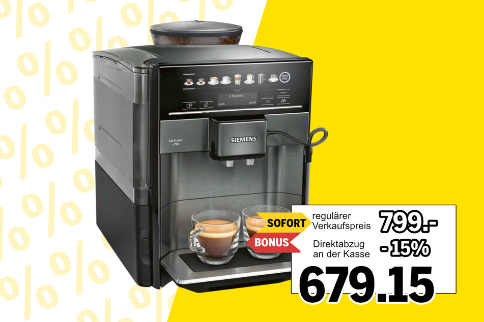 Siemens Kaffeevollautomat TE657509DE EQ.6 für 679,15 statt 799 Euro.