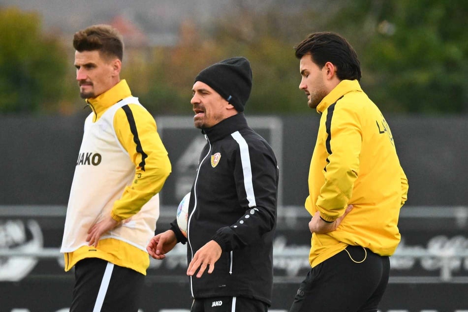 Thomas Stamm (42, M.) kann heute nicht auf Stefan Kutschke (36, l.) und Tim Schreiber (23) zurückgreifen.