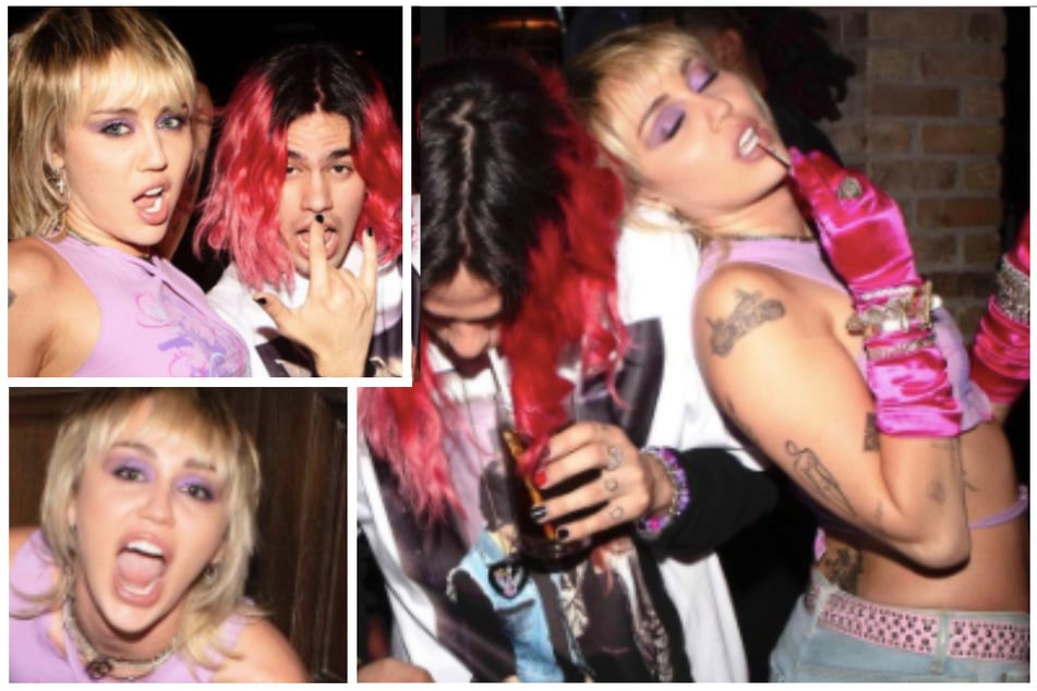 Miley shared photos of her night with her new flame Yungblud on her Instagram (collage).