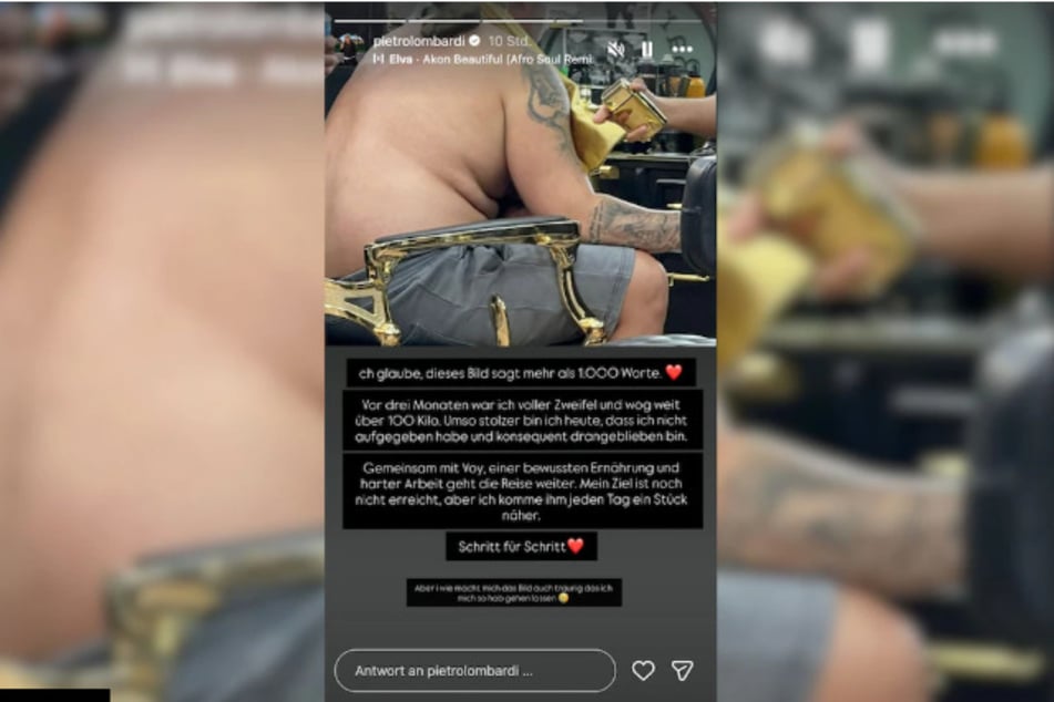 Noch vor wenigen Wochen soll Pietro laut eigener Aussage deutlich über 100 Kilogramm gewogen haben.