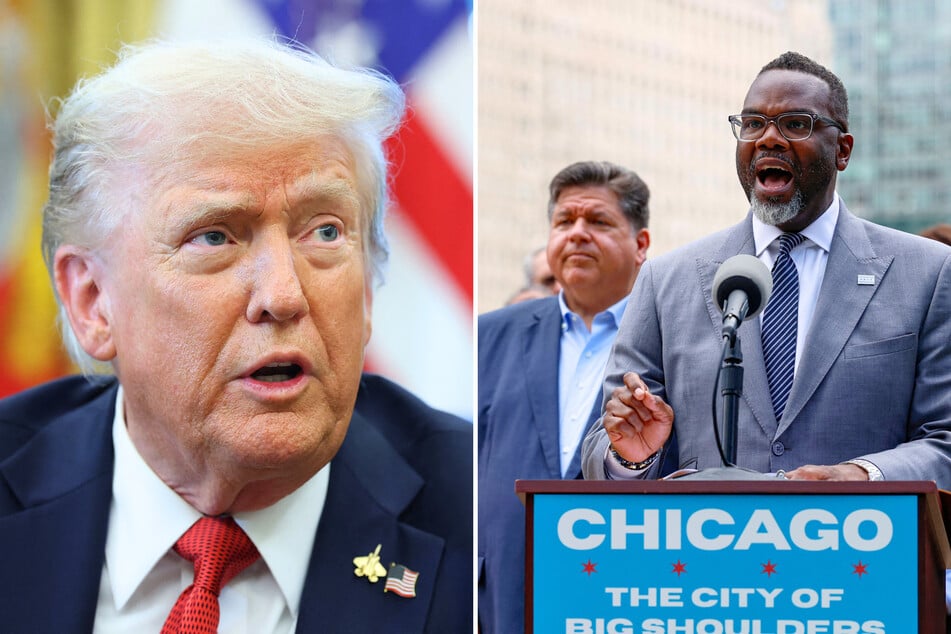The mayor of Chicago and Governor of Illinois both responded after President Donald Trump (l.) called for them to be jailed for opposing his agenda.