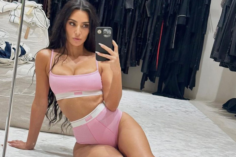 Kim Kardashian sported a new underwear set from her SKIMs line and modeled the look for fans.