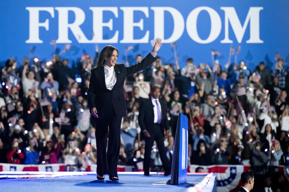 US Vice President and Democratic presidential candidate Kamala Harris arrives to speak on The Ellipse just south of the White House in Washington, DC, on Tuesday.