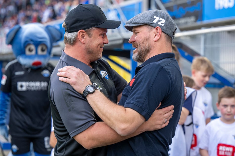 HSV-Coach Steffen Baumgart (52, r.) und sein Nachfolger in Paderborn, Lukas Kwasniok (43), schätzen sich sehr.