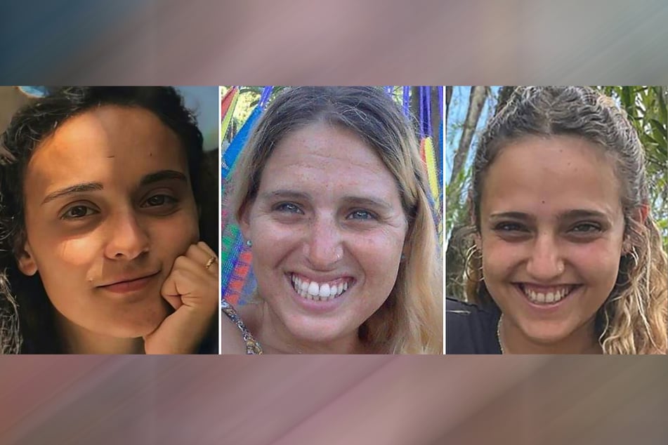 Emily Damari (l-r), britische Geisel, (undatiertes privates Handout-Foto), Doron Steinbrecher, israelische Geisel (undatiertes Handout-Foto vom Hostage's Family Forum), und Romi Gonen, israelische Geisel (undatiertes Handout-Foto vom Hostage's Family Forum).