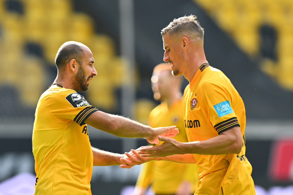 Akaki Gogia (30, l.) und Stefan Kutschke (33, r.) haben am Samstag quasi Heimspiel.