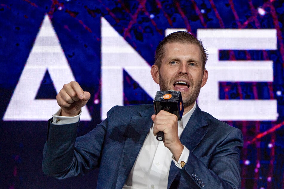 Eric Trump speaks during the Bitcoin Asia 2025 conference in Hong Kong on August 29, 2025.