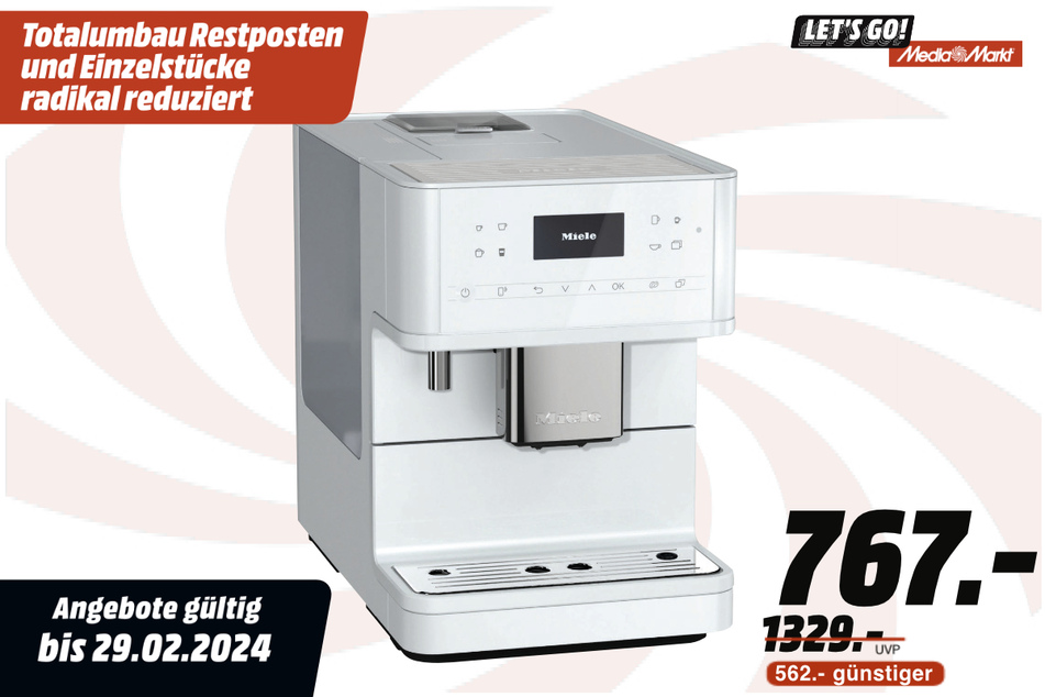 Miele-Kaffeevollautomat für 767 statt 1.329 Euro.