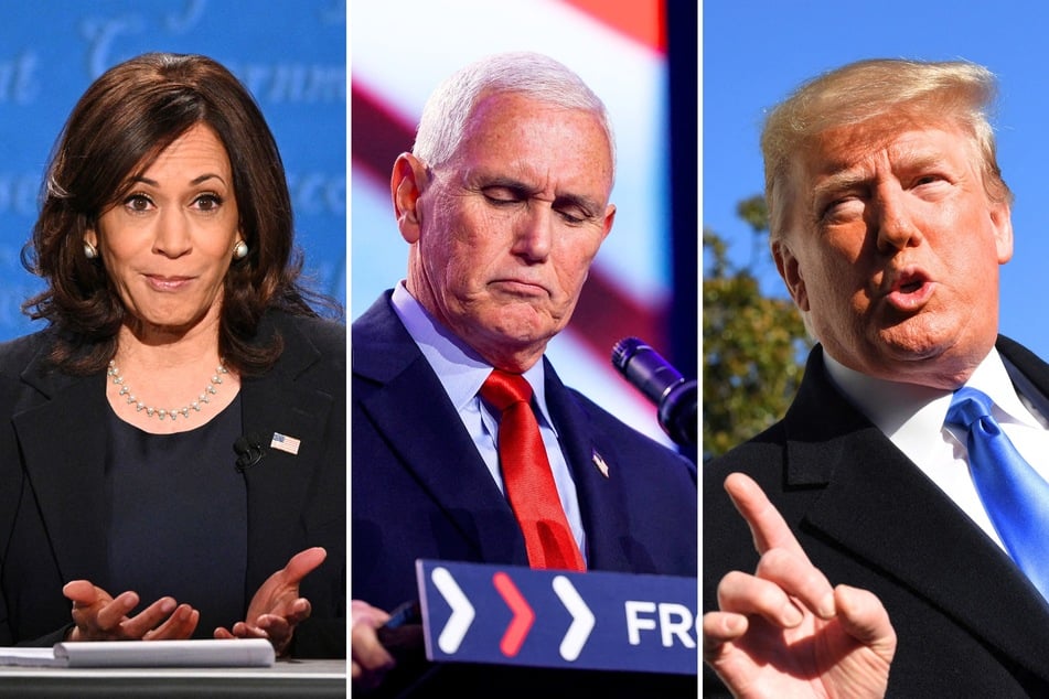 Donald Trump (r.) is being criticized on social media after he claimed Kamala Harris (l.) mistreated his former Vice President Mike Pence.