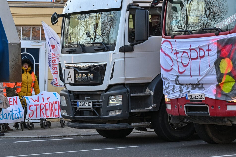 In Frankfurt (Oder) beteiligten sich Speditionsunternehmer in der vergangenen Woche auch an den Bauernprotesten.