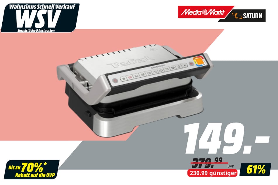 Tefal-Kontaktgrill für 149 statt 379,99 Euro.