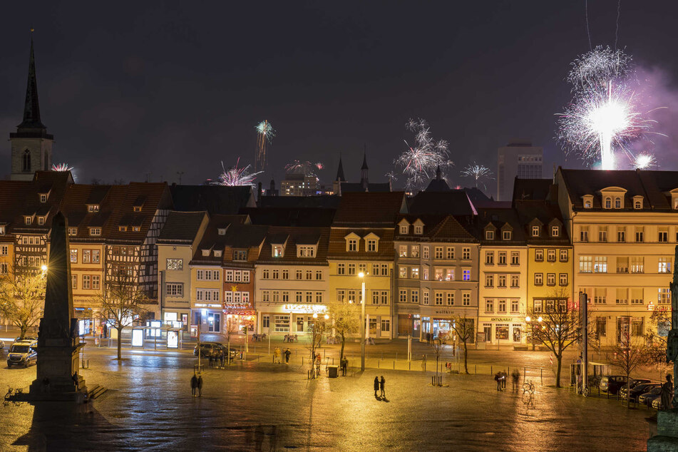 Ein kleines Feuerwerk über Erfurt.