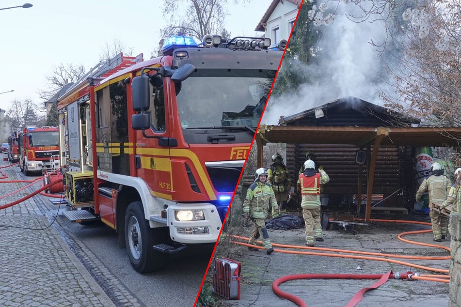 Dresden: Sauna in Flammen: Feuerwehr muss mit Kettensäge anrücken