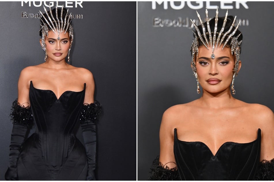 Kylie Jenner stuns in corset gown and bejeweled crown at Mugler exhibition