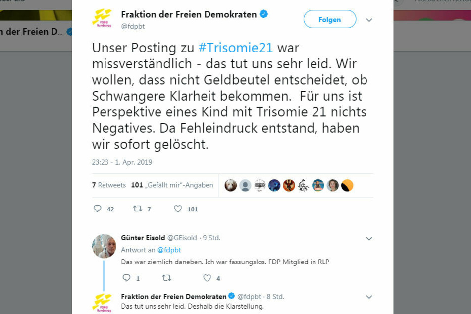 Die FDP-Fraktion entschuldigte sich schnell für ihren unglücklichen Post.