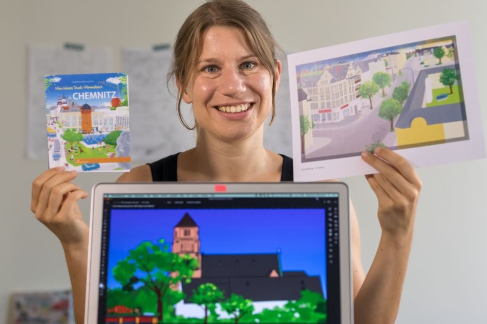 Künstlerin Stephanie Brittnacher (33) arbeitet derzeit am Chemnitzer "Wimmelbuch". Es soll Anfang Oktober erscheinen.