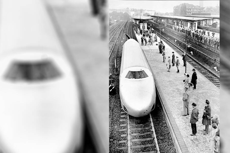 Der Schienenzeppelin im Juni 1931 am Spandauer Hauptbahnhof (heute Berlin-Stresow).