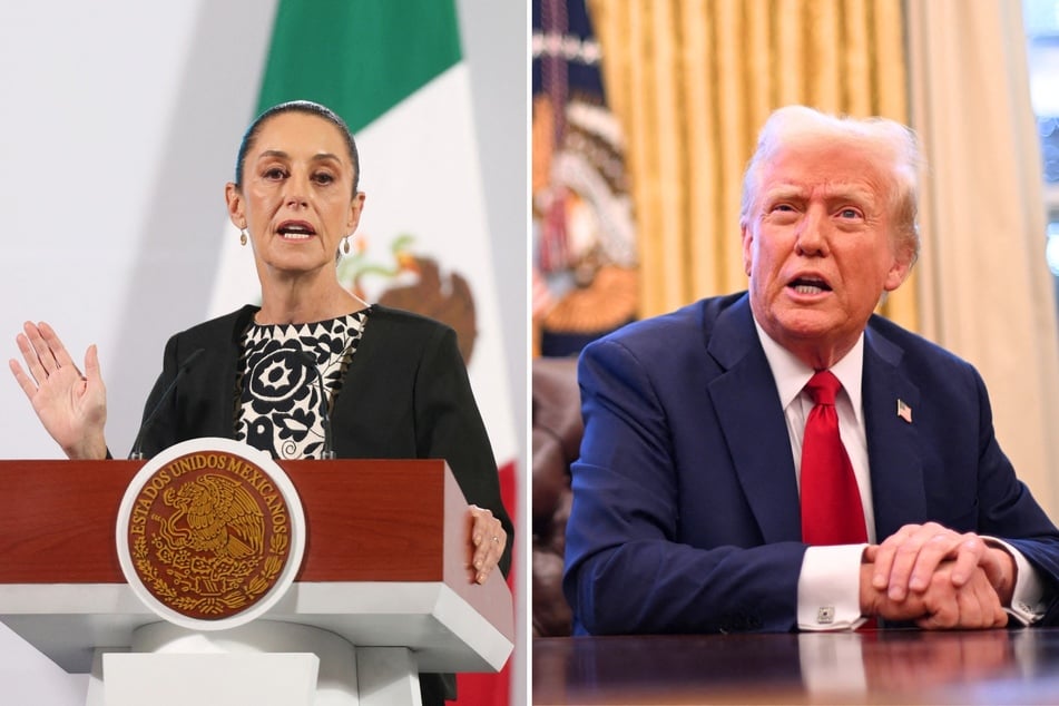 Donald Trump (r.) has announced that he has paused tariffs he had threatened to place on Mexico after speaking with Claudia Sheinbaum.