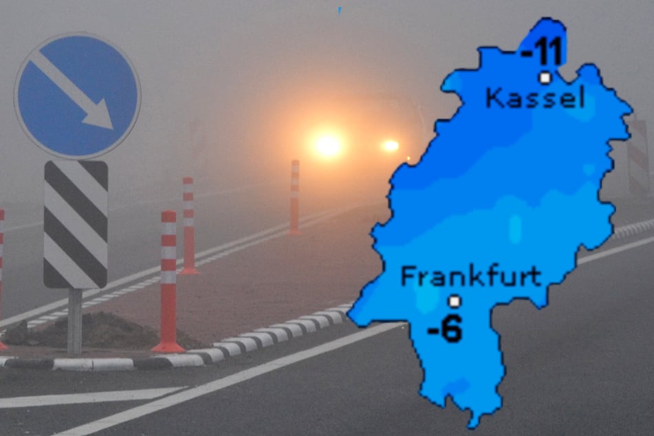 Nebel und mäßiger bis strenger Frost kommen auf Hessen zu: Der Dienst Wetteronline.de (Grafik) sagt Tiefsttemperaturen von bis zu minus 11 Grad voraus, der Deutsche Wetterdienst bis zu minus 13 Grad.