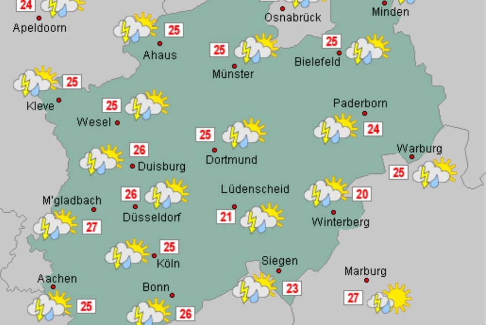 Die Höchsttemperaturen in NRW liegen am Freitag bei maximal 26 Grad.