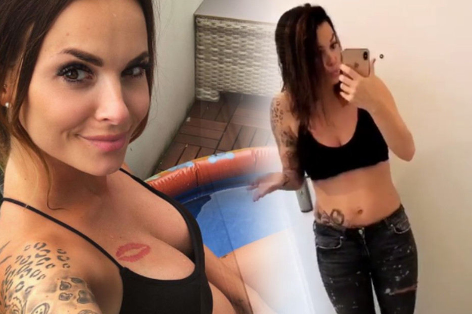 "Nanu, wo ist der Bauch hin?", wunderte sich Denise Kappès selbst, die nur Tage nach der Geburt schon wieder etliche Kilos verloren hatte. (Bildmontage)