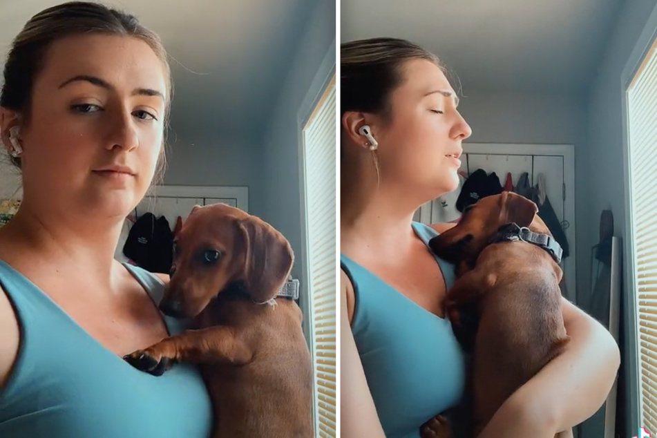 Frau bringt ihren Hund mit zuckersüßer Methode zum Einschlafen