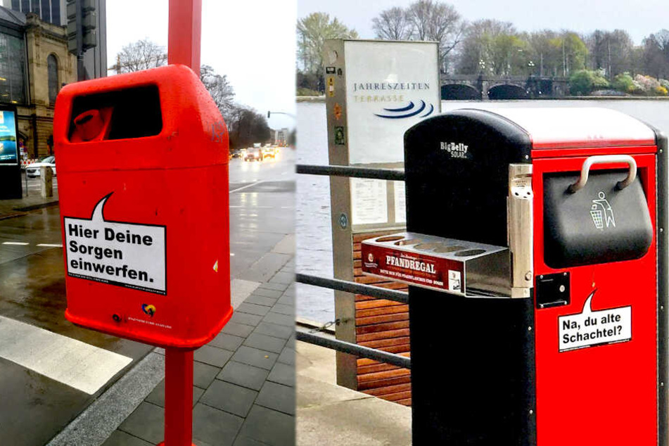 Egal ob Regen oder Sonne: In Hamburg zaubern einem Mülleimer tatsächlich ein Lächeln ins Gesicht.
