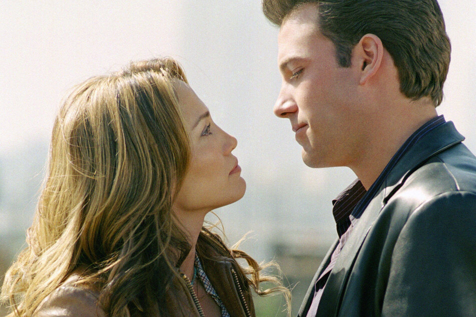 Jennifer Lopez and Ben Affleck on the set of Gigli in 2003.